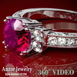 18k White Gold  Ruby Diamond Ring