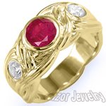 Men's 18k Gold Ruby & Diamond Men's Ring