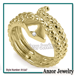 Men's Ring 18k Yellow Gold Serpent Snak Ring