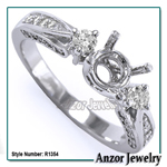 10k White Gold Diamond Engagement Ring Semi-Mount