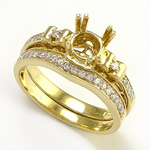 14k Gold Diamond Engagement Ring Set