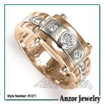 Men's 18k Two-Tone Gold Burnish Set Diamond Ring