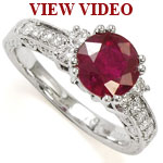 Ruby Diamond Engagement Ring White Gold 10K