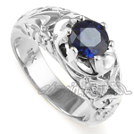Men's 18k White Gold Ceylon Sapphire Ring