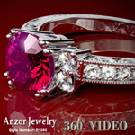 Genuine Ruby and Diamond Ring in platinum 950