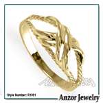 14k Gold Double X Ring