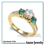 14k Gold Emerald Diamond Ring
