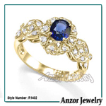 Ceylon Sapphire Diamond Ring in 14k Yellow Gold