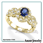 Ceylon Sapphire Diamond Ring in 18k Yellow Gold