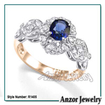 Ceylon Sapphire Diamond Ring in 14k Two-Tone Gold