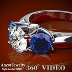 Platinum 950 Sapphire Diamond Ring
