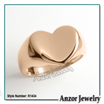 Heart Shaped Ring in 14k solid Gold