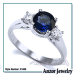 1.30ct Navy Blue Sapphire Diamond Ring in 18k Gold