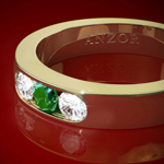 18k Gold Diamond & Emerald Wedding Band