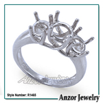 18k White Gold 3 Stone Trellis Ring Setting