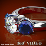 White and Blue Sapphire Diamond Ring 14k