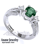 950 Platinum Colombian Emerald and Diamond ring