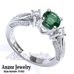 Colombian Emerald & Diamond Ring in 14k Gold