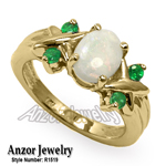 14k Yellow Gold Opal Emerald Ring