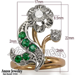 Russian Style Diamond Emerald Ring in 18k