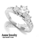Diamond Engagement Ring 14k Solid White gold