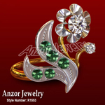 Russian Style Diamond Emerald Ring in 14k