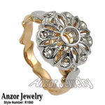 14k Two-Tone Gold Russian style Ring Setting