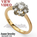 Russian style 14k Rose & White Gold Diamond Ring