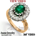 Russian Style Emerald Diamond Ring 14K 585