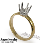 14k Solid Two-Tone Gold Engagement Setting Ring