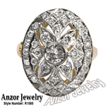 Russian style Diamond Ring 14k Rose & White Gold