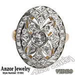Russian Jewelry 14k Rose & White Gold Diamond Ring