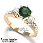 Chrome Russian Diopside Diamond Ring 14k