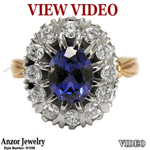 Russian Style Sapphire Diamond Ring 14K 585