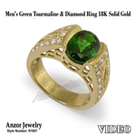 Men's Green Tourmaline & Diamond Ring 18K
