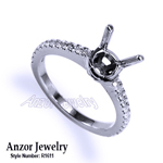 Cutdown Pave Diamond setting ring in 14k gold