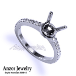 10k White Gold Pave Diamond Engagement Setting