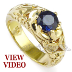 Men's 10k Yellow Gold ROCOCO design  Sapphire Ring
