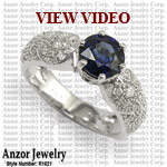 18k Gold Diamond & Sapphire Engagement Ring