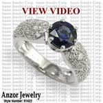 14k Gold Diamond & Sapphire Engagement Ring
