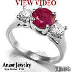 Platinum Genuine Ruby and Diamond Ring