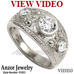 Men's Ring Genuine 1.20ct Diamond 14k Gold
