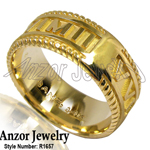 Men's 14k Gold Roman Design Numeros Ring