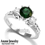 Chrome Russian Diopside Diamond Ring 14k