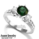 Chrome Russian Diopside Diamond Ring 14k