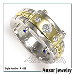 Men's Platinum & 18k Gold Burnish Set Diamond Ring