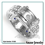 Men's Platinum Diamond and sapphire Ring