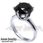 14K White Gold Black Diamond Ring 3 CT