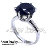 14K White Gold Blue Sapphire Ring