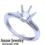 Six-Prong Knife Edge Ring Mounting 14K